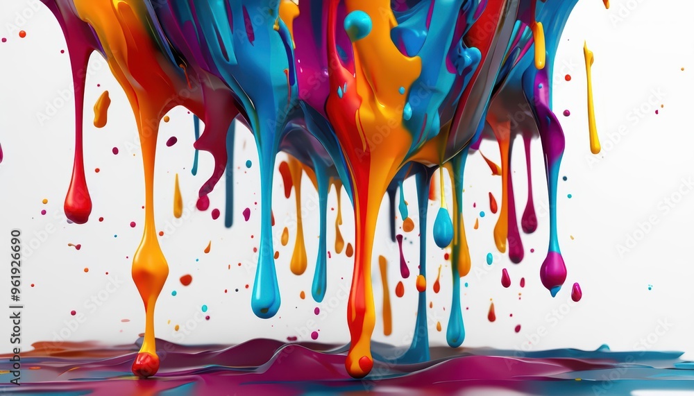 Poster vibrant watercolor splashes and colorful abstract patterns blend in a dynamic and artistic backgroun