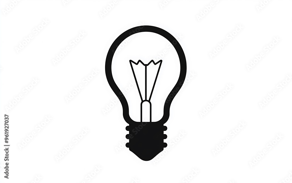 Poster minimalist black light bulb vector graphic on white background with filament and base - high resolut