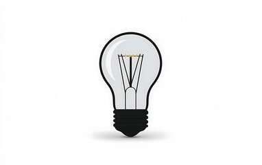 Minimalist Black Light Bulb Vector Graphic on White Background - High Resolution Illustration with Filament and Base Detail