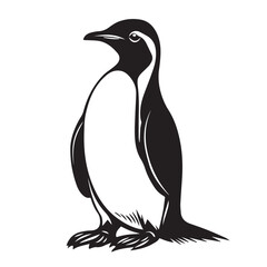 Fototapeta premium Penguin in cartoon, doodle style . Image for t-shirt, web, mobile apps and ui. Isolated 2d vector illustration in logo, icon, sketch style, Eps 10, black and white. AI Generative