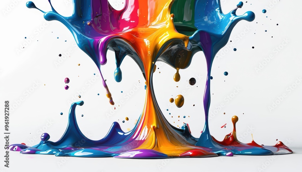 Poster vibrant watercolor splashes and colorful abstract patterns blend in a dynamic and artistic backgroun