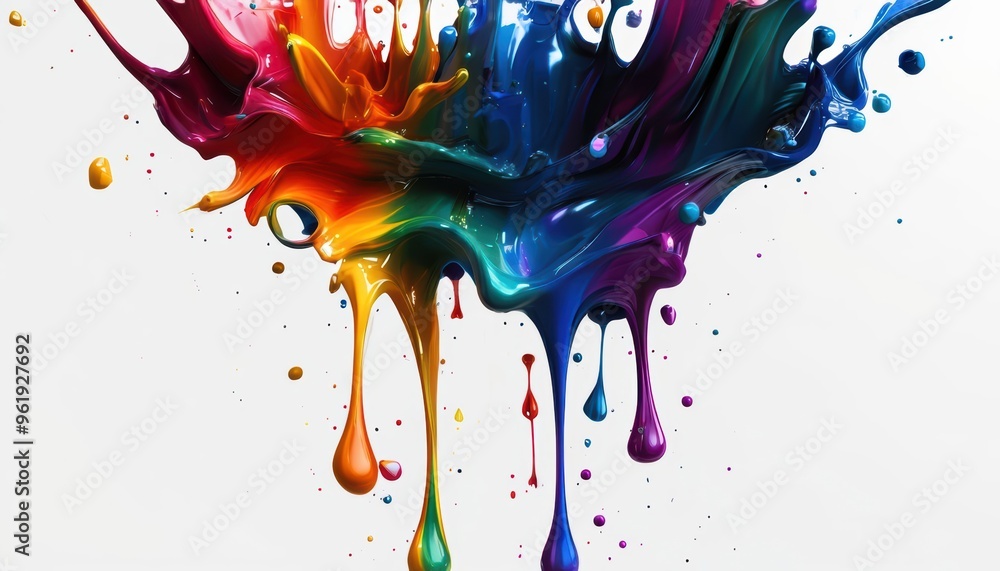 Poster vibrant watercolor splashes and colorful abstract patterns blend in a dynamic and artistic backgroun
