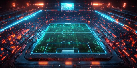 Futuristic Stadium with Neon Lights