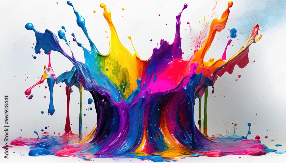 Poster vibrant watercolor splashes and colorful abstract patterns blend in a dynamic and artistic backgroun