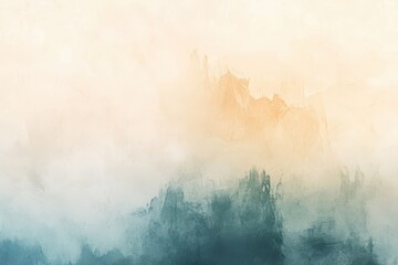 Abstract Watercolor Landscape with Blue and Orange Hues