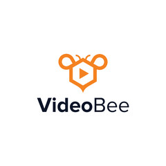 video bee simple sleek creative geometric modern logo design