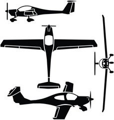Small airplane vector set with outline