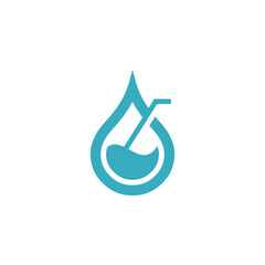 water straw simple sleek creative geometric modern logo design