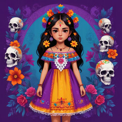 Fototapeta premium Illustration for All Dead Day with Sugarloaf on dark background