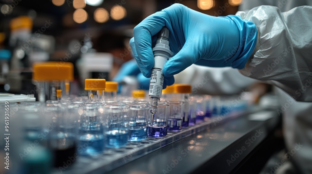 Poster laboratory scientist working with samples