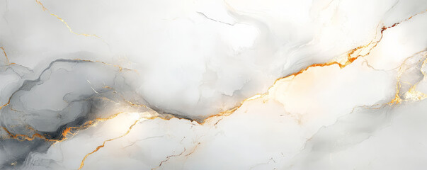 A creamy white marble texture with soft gray veins flowing through, accented by hints of gold.