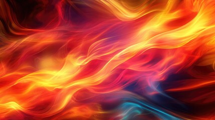 Fototapeta premium Dynamic, flowing flames in an abstract design, capturing the movement and energy of fire in bright, vibrant colors