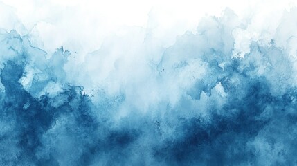 Abstract Watercolor Background with Light Blue and Dark Blue Tones