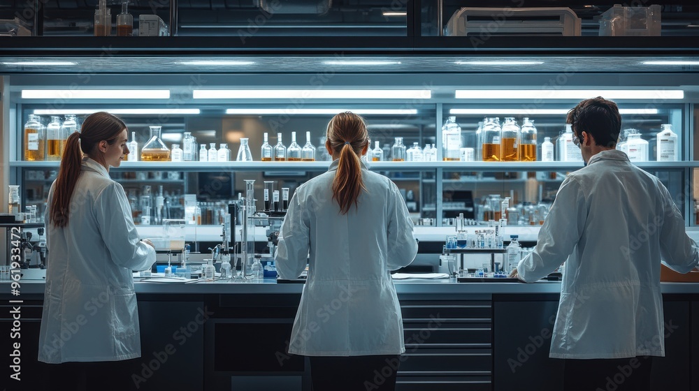 Poster lab technicians working