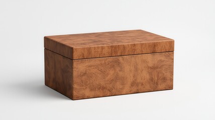 Elegant wooden box with a rich texture, perfect for storage or as a decorative piece in any home.