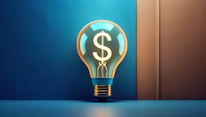 A glowing light bulb with a dollar sign, symbolizing innovation and financial ideas in a modern business environment.
