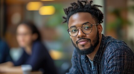 A man with glasses and a beard is smiling at the camera