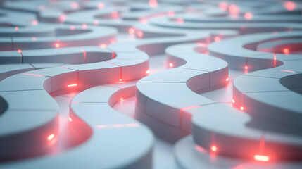 3D Glowing Abstract Marketing Strategy Roadmap with Key Milestones Highlighted - Captivating Visual for Strategic Planning and Campaign Execution