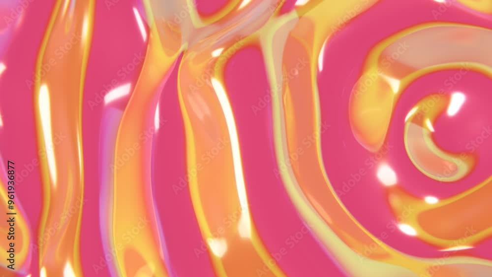 Poster abstract 3d iridescent groovy retro vibrant colours spectrum magenta gradient reflective metallic li