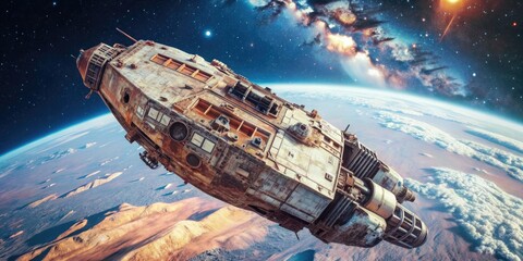 Abandoned spaceship drifting in outer space , spaceship, abandoned, space, darkness, empty, alone, vast