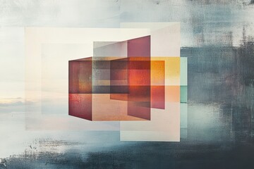 Abstract Geometric Composition with Overlapping Rectangles and Distressed Texture