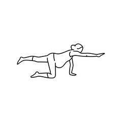 Bird-dog pose for pregnant women line icon. Exercises for pregnant.