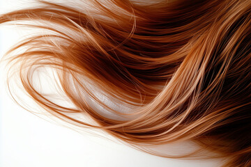 Naklejka premium Straight healthy hair isolated on white background, Glossy hair model on white. 
