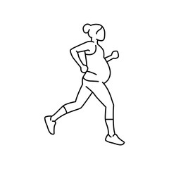 Pregnant woman runs line icon. Exercises for pregnant.