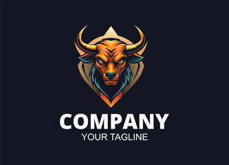 Colorful Bull mascot logo template
