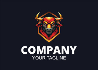 Colorful Bull mascot logo template