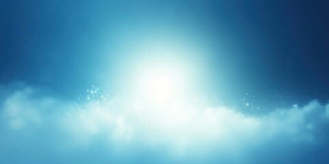 Bright White Light Shining Through Blue Sky with Wispy Clouds