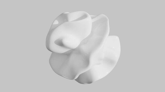 White, soft, fluffy, abstract blob liquid abstract motion object background. 