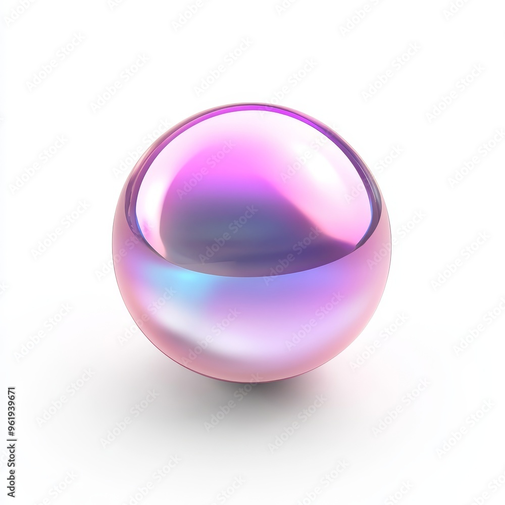 Poster modern glossy gradient magic ball with iridescent round shape rendered on white background. abstract
