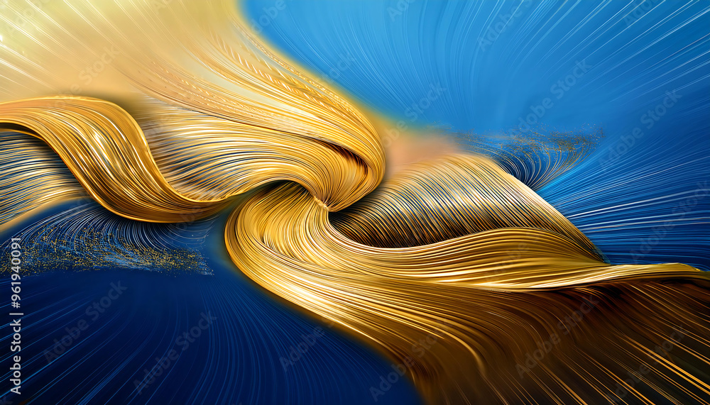 Poster dynamic abstract background with a gold and blue gradient design. _1(499)