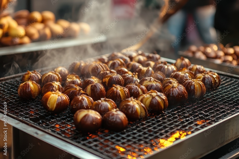 Wall mural Street food Roasted chestnuts