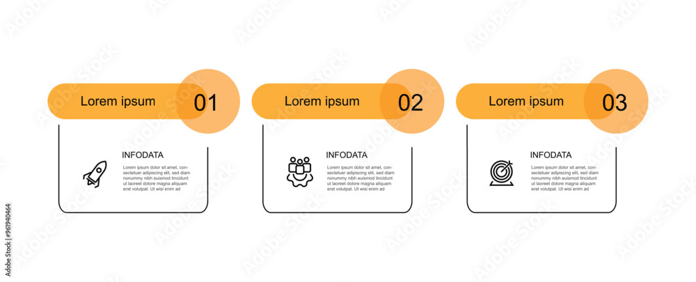 Poster Template vector infographic with 3 step line square can be used for workflow and business information 