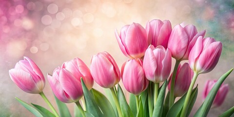 Naklejka premium Gentle pink tulips with subtle textures , pink, tulips, flowers, delicate, pastel, soft, petals, bloom, spring, flora