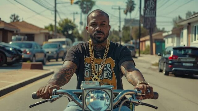 Man riding on a bicycle on a street
