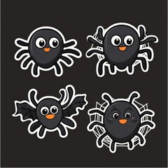 Cartoon Spiders and Cobwebs: Cute Spider Icons for Halloween Decorations