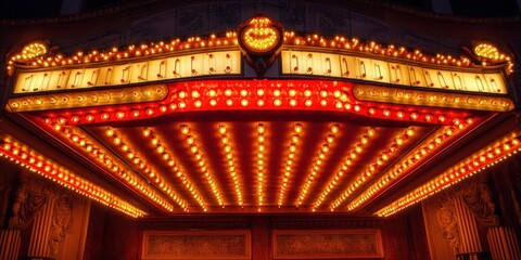 Obraz premium Casino Lights. Aligned Theatre Lights of Chicago Theater with Glamour Background