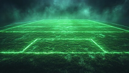 Green Neon Soccer Field