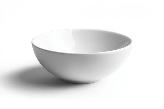 Ceramic Bowl Isolated. Clean White Empty Bowl with Clipping Path for Crocery and Utensil Background