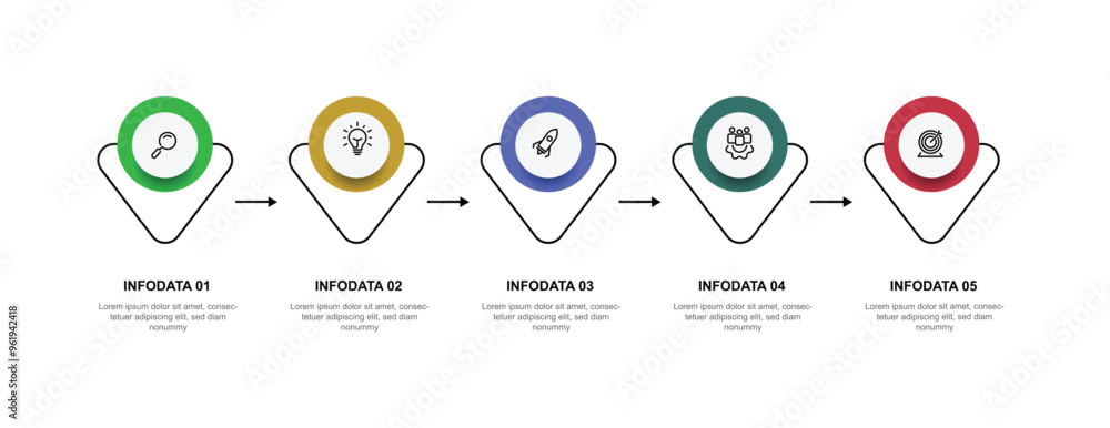 Poster 5 step process infographic template vector with icons can be used for workflow, business information, presentation and web graphic design 