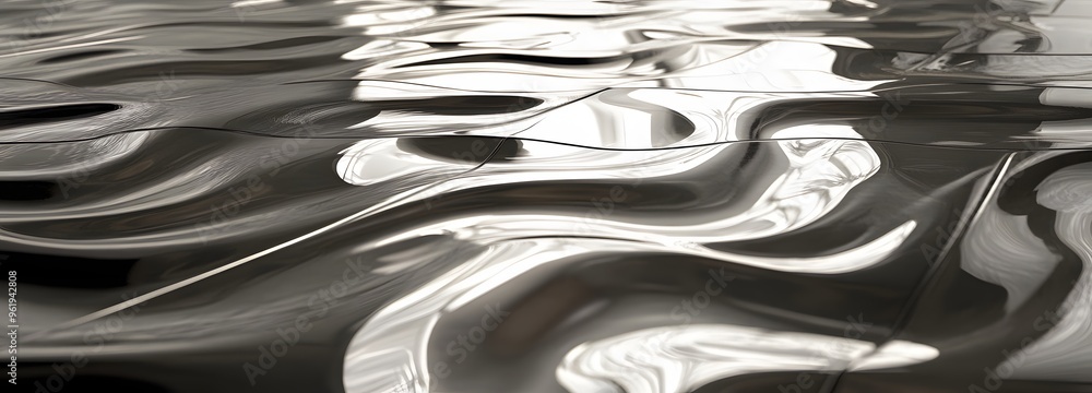 Poster 70. smooth reflective tiles with subtle, intricate patterns