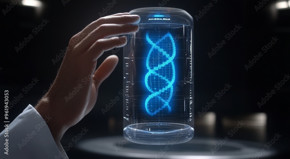 Aufkleber an analysis of a sample and dropping it into a glassware, experiments with chemical liquids in the l