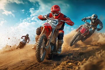 Obraz premium Supercross features motocross athletes in action