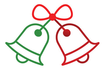 Christmas jingle bells vector line art, clipart illustration with isolated on white background