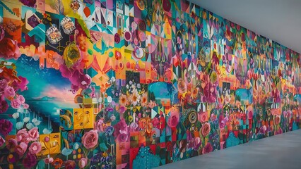 Colorful wall background, copy space