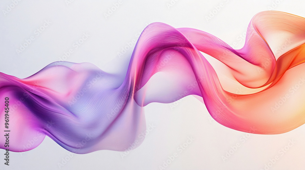 Poster abstract wave background, flow of multicolor colorful wave on white background. generative ai