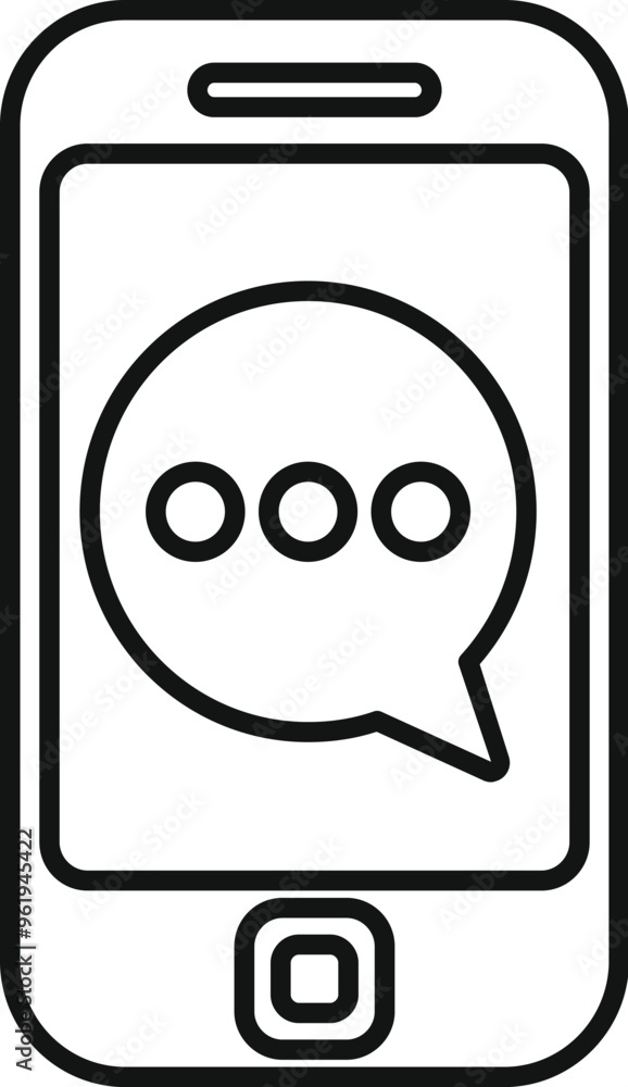 Poster simple vector icon of a smartphone displaying a new message notification on the screen